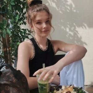 Brandy melville black cami with cheetah print trim